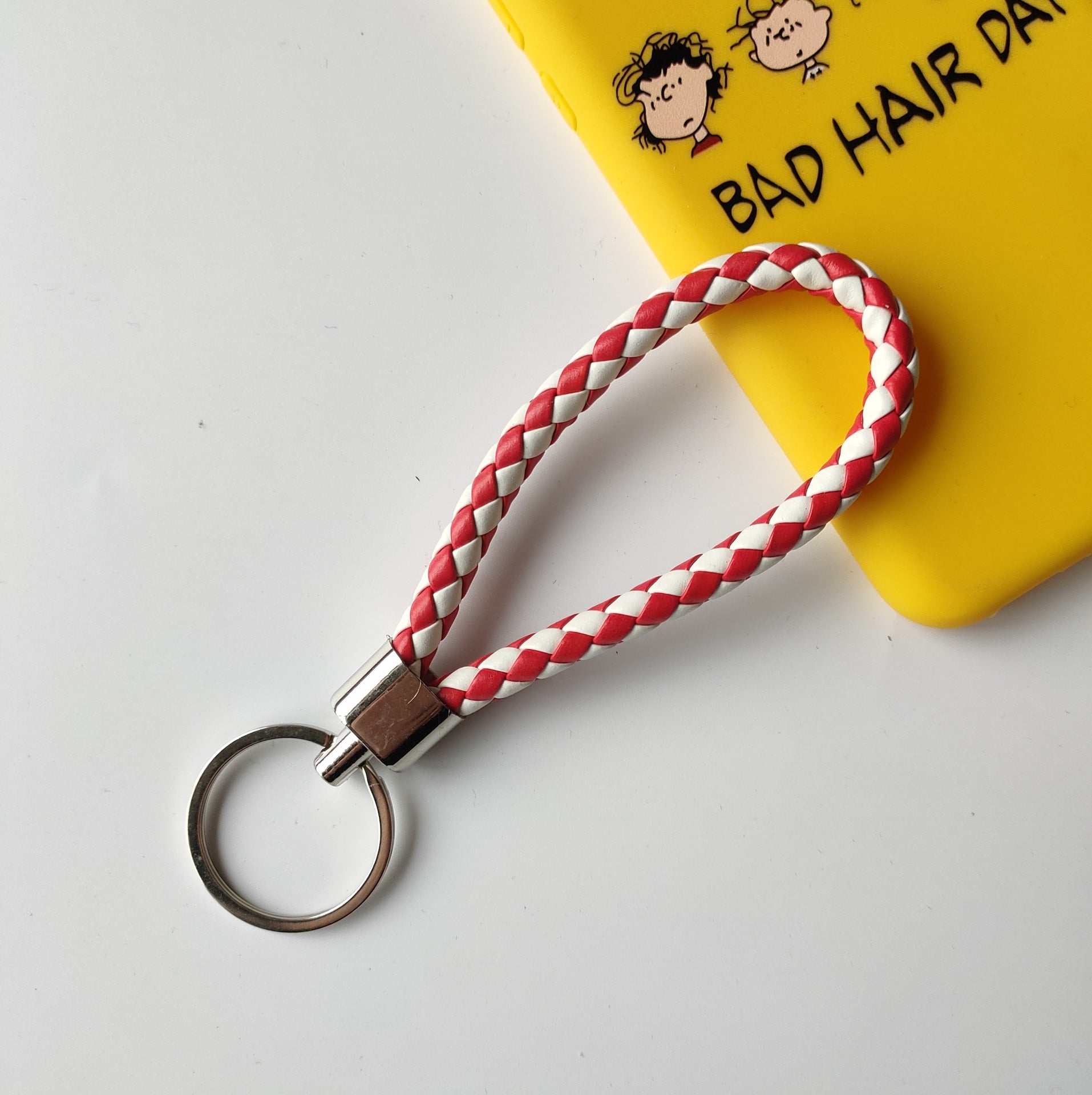Wholesale Braided Color Leather Rope Keychain